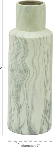 Deco 79 59768 Ceramic Marble Vase, 7" x 21", White in Saudi Arabia