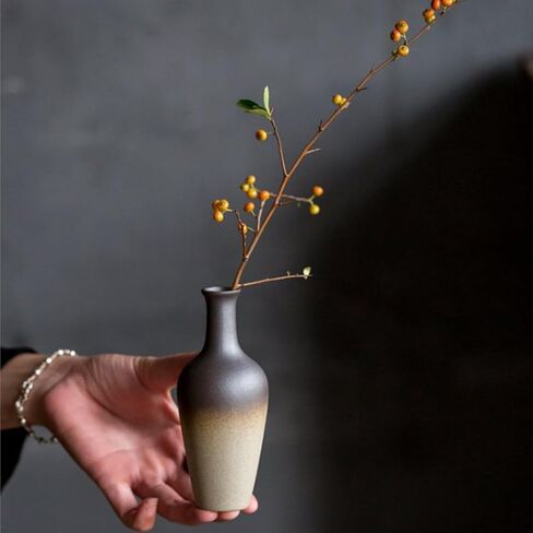 مجموعة ديكونوي مكونة من 3 مزهريات صغيرة من السيراميك البني، مزهريات ريفية لطيفة للقطع المركزية، مزهرية زهور مفردة رفيعة لبيوت المزرعة لغرفة المعيشة، المنزل، الرف، الطاولة، رف الكتب، ديكور المدخل in Kuwait