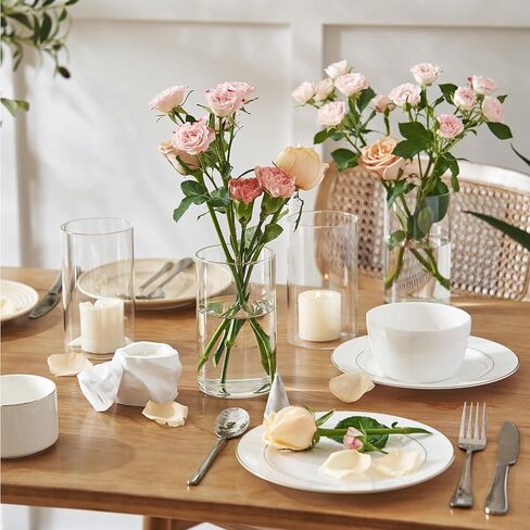 12 قطعة من المزهريات الأسطوانية الزجاجية الشفافة من Jelofly للقطع المركزية بطول 15.24 سم مزهرية زجاجية على شكل إعصار حامل شموع عائمة للمنزل وحفلات الزفاف وديكور الطاولة in Kuwait