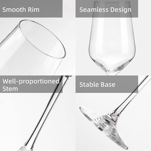 YANGNAY Wine Glasses with Black Stem & Base (Set of 6, 13 Oz), Clear Wine Glasses for Red or White Wine, Smooth Rim, Dishwasher Safe in Saudi Arabia