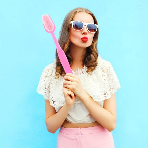 LUOZZY Giant Toothbrush Prop Large Toothbrushes Toy Big Brush Funny Oversized Toothbrush April Fool's Day Party Decoration - Pink in Saudi Arabia