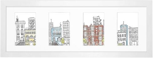 EDGEWOOD Collage Picture Frame with Real Glass and Wood - Holds (4) 4"x6" Photos or (1) 8"x24" Panoramic, White in Saudi Arabia