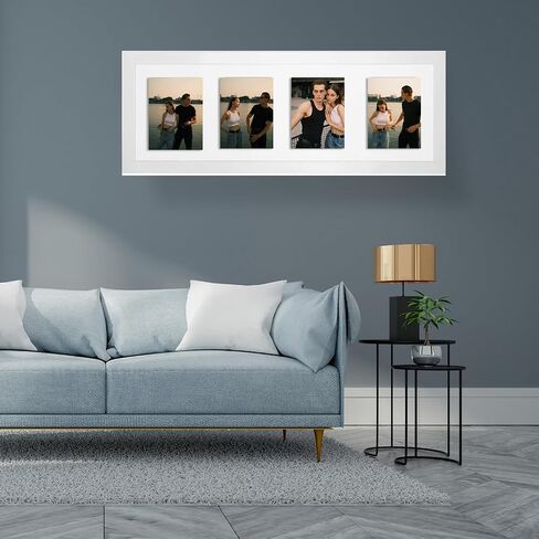 EDGEWOOD Collage Picture Frame with Real Glass and Wood - Holds (4) 4"x6" Photos or (1) 8"x24" Panoramic, White in Saudi Arabia