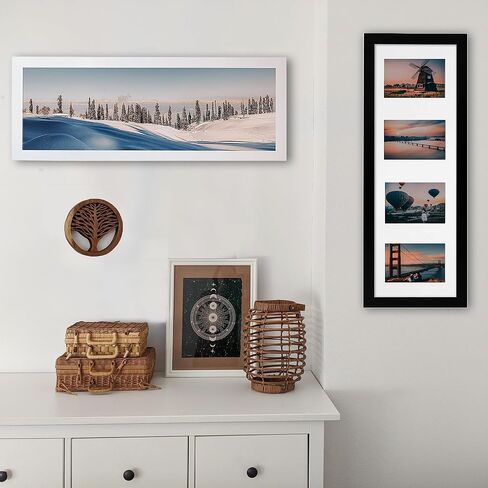 EDGEWOOD Collage Picture Frame with Real Glass and Wood - Holds (4) 4"x6" Photos or (1) 8"x24" Panoramic, White in Saudi Arabia