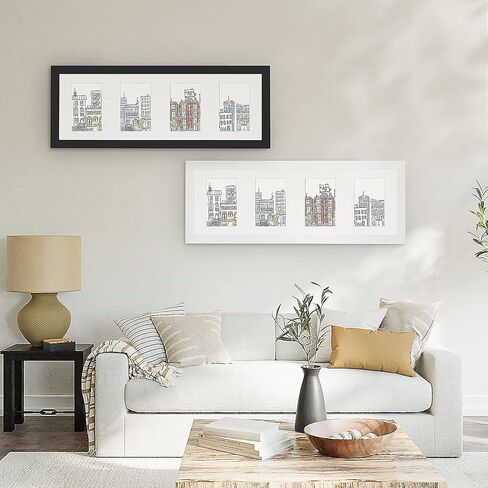 EDGEWOOD Collage Picture Frame with Real Glass and Wood - Holds (4) 4"x6" Photos or (1) 8"x24" Panoramic, White in Saudi Arabia