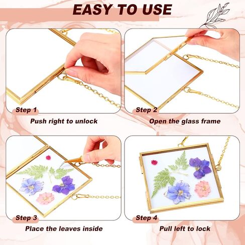 Reginary 9 Pcs Pressed Flowers Glass Frames Double Glass Hanging Floating Frames Gold DIY Brass Artwork Display Frames for Dried Plant Flowers Specimen Gallery Photo Display Wall Decor in Saudi Arabia