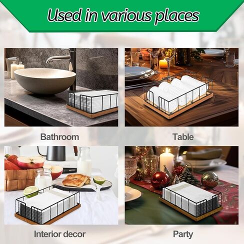 Wooden base cast iron towel rack, bathroom tissue rack, disposable towel rack, Metal Napkin Holder， Modern Napkin Dispenser for Table Kitchen Countertop in Kuwait