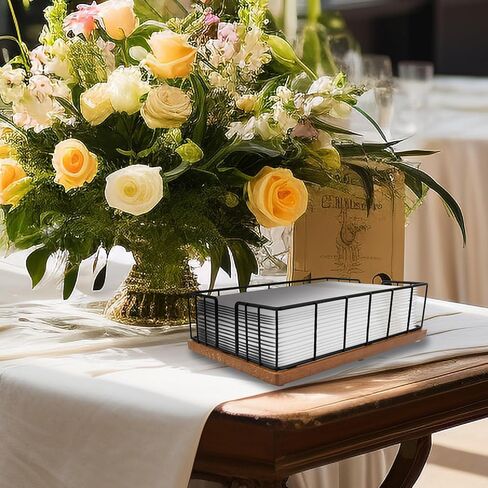 Wooden base cast iron towel rack, bathroom tissue rack, disposable towel rack, Metal Napkin Holder， Modern Napkin Dispenser for Table Kitchen Countertop in Kuwait