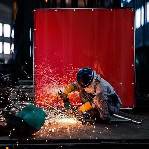 Welding Curtain With Frame – 6’ X 6’ Flame-resistant Vinyl Welding Screen With Frame Welding Shield – Portable Welding Screen Frame, Safety Welding Wall, Vinyl Weld Professional Welding Protection in Saudi Arabia