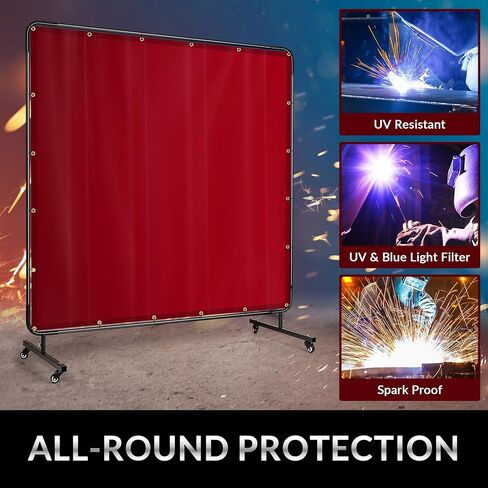 Welding Curtain With Frame – 6’ X 6’ Flame-resistant Vinyl Welding Screen With Frame Welding Shield – Portable Welding Screen Frame, Safety Welding Wall, Vinyl Weld Professional Welding Protection in Saudi Arabia