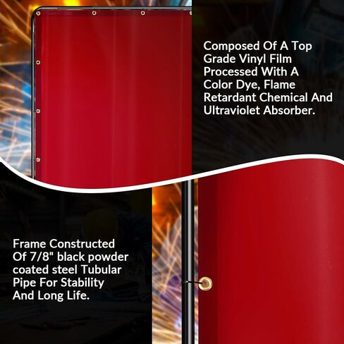 Welding Curtain With Frame – 6’ X 6’ Flame-resistant Vinyl Welding Screen With Frame Welding Shield – Portable Welding Screen Frame, Safety Welding Wall, Vinyl Weld Professional Welding Protection in Saudi Arabia
