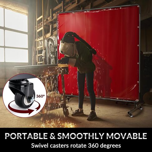 Welding Curtain With Frame – 6’ X 6’ Flame-resistant Vinyl Welding Screen With Frame Welding Shield – Portable Welding Screen Frame, Safety Welding Wall, Vinyl Weld Professional Welding Protection in Saudi Arabia