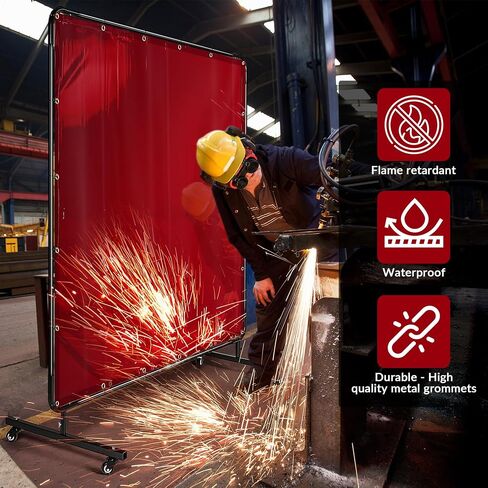 Welding Curtain With Frame – 6’ X 6’ Flame-resistant Vinyl Welding Screen With Frame Welding Shield – Portable Welding Screen Frame, Safety Welding Wall, Vinyl Weld Professional Welding Protection in Saudi Arabia