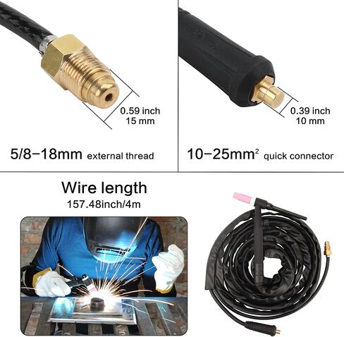 رفع Tig الشعلة 150A TIG17V شعلة لحام الأرجون المبردة بالهواء مع كابل 13FT موصل 10-25 مللي متر لشعلة TIG in Kuwait