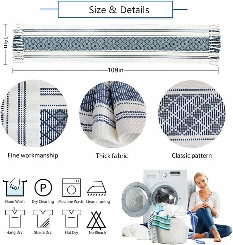 Boho Table Runners Farmhouse Table Runners Woven Table Runners 72inch Long with Tassels Elegant Striped Table Runners for Dining Room ,Wedding,Holiday,Party Table Decor (Classic Black, 14x72inch) in Saudi Arabia