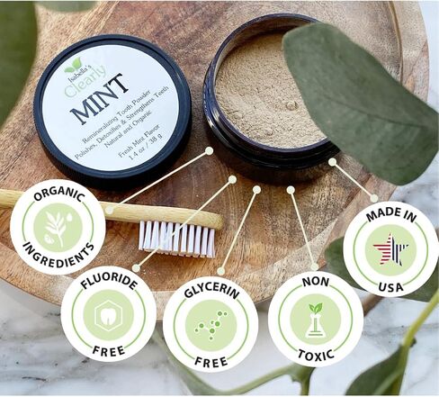 Isabella’s Clearly Mint Remineralizing Tooth Powder | Teeth Whitening Natural Fluoride Free Toothpaste for Adults, Kids, Sensitive Teeth and Gums | Xylitol, Baking Soda, Clay, Calcium (Mint Flavor) in Kuwait