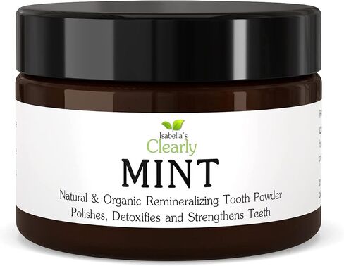 Isabella’s Clearly Mint Remineralizing Tooth Powder | Teeth Whitening Natural Fluoride Free Toothpaste for Adults, Kids, Sensitive Teeth and Gums | Xylitol, Baking Soda, Clay, Calcium (Mint Flavor) in Kuwait