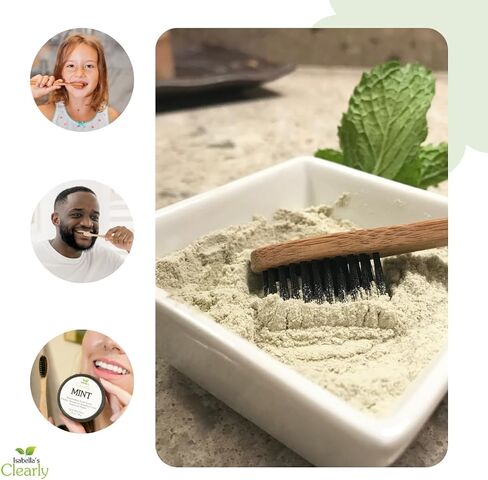 Isabella’s Clearly Mint Remineralizing Tooth Powder | Teeth Whitening Natural Fluoride Free Toothpaste for Adults, Kids, Sensitive Teeth and Gums | Xylitol, Baking Soda, Clay, Calcium (Mint Flavor) in Kuwait