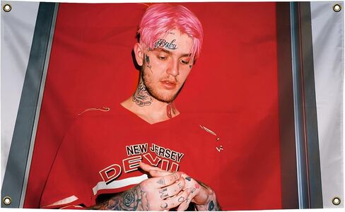 Generic Hip Hop Rap Lil Singer Peep Music Album Cover Tapestry 3x5 Feet Retro Aesthetic Wall Decoration Girl and Boy Adolescent Dormitory Decoration, red in Saudi Arabia