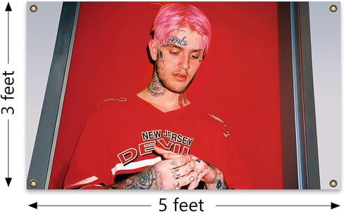 Generic Hip Hop Rap Lil Singer Peep Music Album Cover Tapestry 3x5 Feet Retro Aesthetic Wall Decoration Girl and Boy Adolescent Dormitory Decoration, red in Saudi Arabia