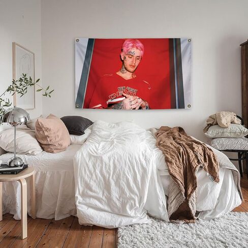 Generic Hip Hop Rap Lil Singer Peep Music Album Cover Tapestry 3x5 Feet Retro Aesthetic Wall Decoration Girl and Boy Adolescent Dormitory Decoration, red in Saudi Arabia