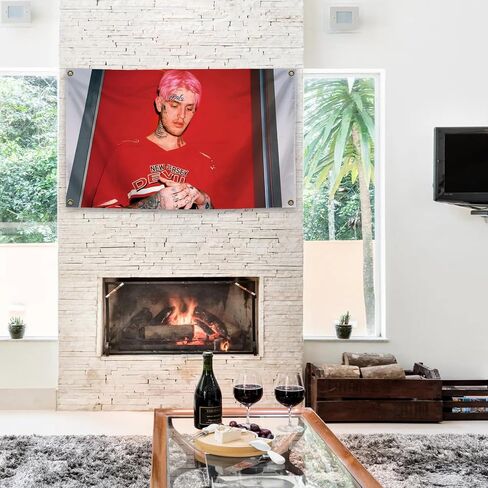 Generic Hip Hop Rap Lil Singer Peep Music Album Cover Tapestry 3x5 Feet Retro Aesthetic Wall Decoration Girl and Boy Adolescent Dormitory Decoration, red in Saudi Arabia