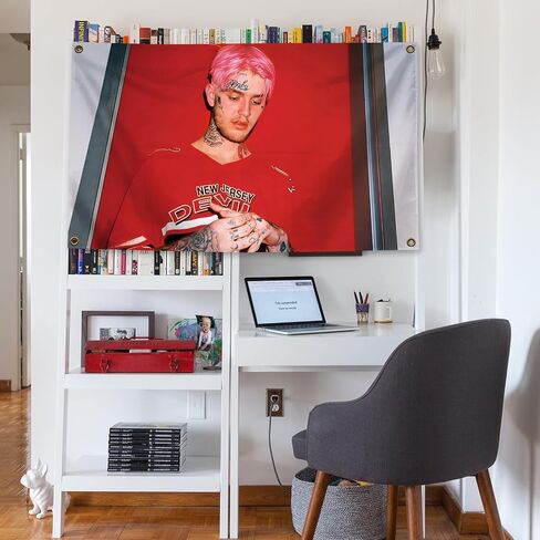 Generic Hip Hop Rap Lil Singer Peep Music Album Cover Tapestry 3x5 Feet Retro Aesthetic Wall Decoration Girl and Boy Adolescent Dormitory Decoration, red in Saudi Arabia