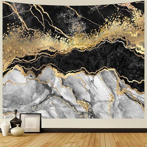 نسيج رخامي لغرفة النوم جمالي باللونين الأسود والذهبي نسيج رخامي تجريدي ذهبي لامع خطوط متشققة نسيج رخامي ديكور جداري للأطفال في غرفة المعيشة وحفلات الهبي، 60 × 40 بوصة in Kuwait