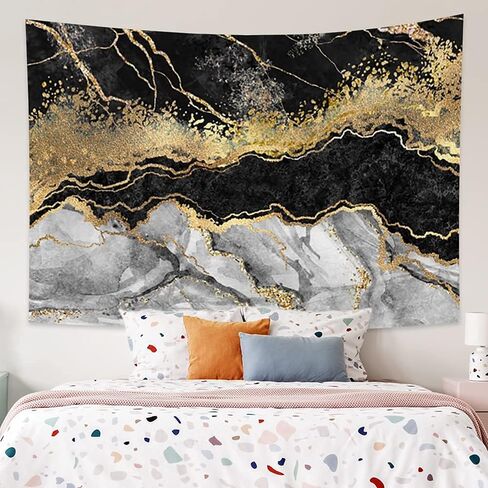 نسيج رخامي لغرفة النوم جمالي باللونين الأسود والذهبي نسيج رخامي تجريدي ذهبي لامع خطوط متشققة نسيج رخامي ديكور جداري للأطفال في غرفة المعيشة وحفلات الهبي، 60 × 40 بوصة in Kuwait