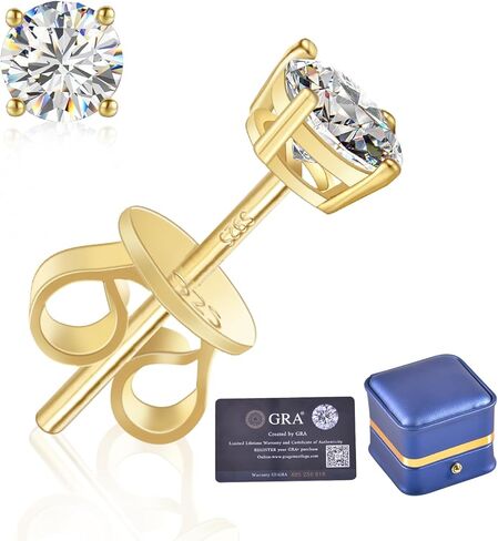 Moissanite Stud Earrings 2.0CT D Color,GRA 925 Sterling Silver Earrings for Men 18K White Gold Plating Earrings for Women,wedding earrings in Kuwait