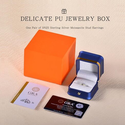 Moissanite Stud Earrings 2.0CT D Color,GRA 925 Sterling Silver Earrings for Men 18K White Gold Plating Earrings for Women,wedding earrings in Kuwait