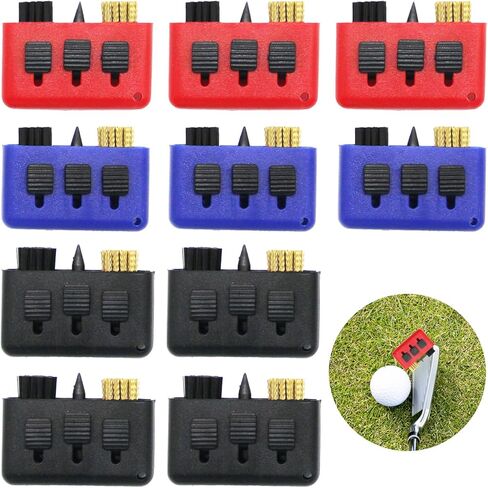 10 Packs Portable Golf Club Cleaning Kit with Golf Groove Sharpening Tool, featuring 3 in 1 Retractable Multiple Use Golf Club Cleaner Tool and Golf Club Brush in Kuwait