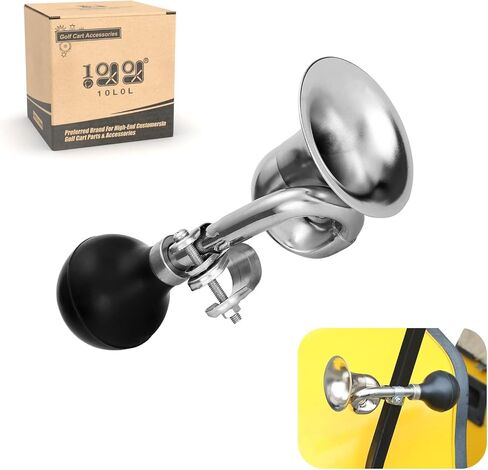 قرن بوق كروم كلاسيكي، قرن هوائي حلزوني لعربة الغولف Yamaha EZGO للنادي، القارب، الدراجة، الدراجات النارية، RV، الشاحنة in Kuwait