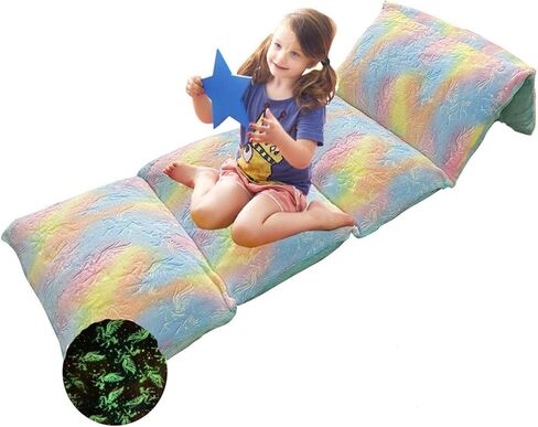 غطاء أريكة على الأرض يتوهج في الظلام - مثالي لألعاب الوسائد أو في حفلات النوم أو حفلات النوم، بساط النوم المحمول مناسب للسفر طوال الليل ولعب القيلولة (رمادي) in Kuwait