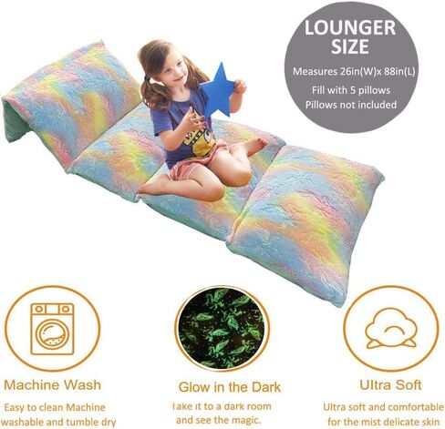 غطاء أريكة على الأرض يتوهج في الظلام - مثالي لألعاب الوسائد أو في حفلات النوم أو حفلات النوم، بساط النوم المحمول مناسب للسفر طوال الليل ولعب القيلولة (رمادي) in Kuwait