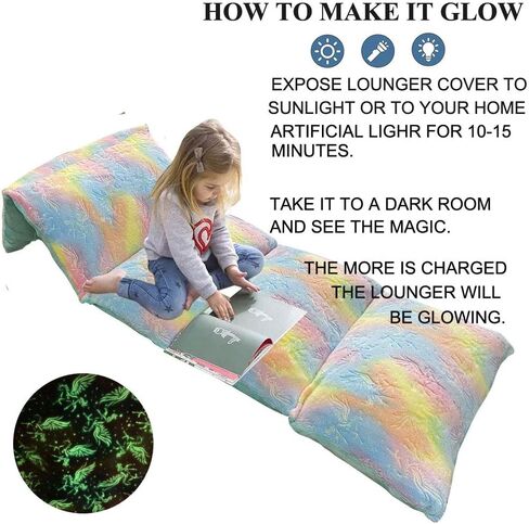 غطاء أريكة على الأرض يتوهج في الظلام - مثالي لألعاب الوسائد أو في حفلات النوم أو حفلات النوم، بساط النوم المحمول مناسب للسفر طوال الليل ولعب القيلولة (رمادي) in Kuwait
