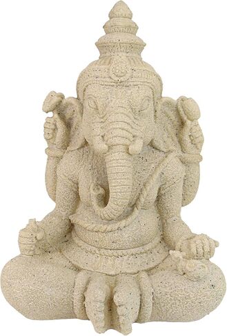 Design Toscano AL26992 Sitting Lord Ganesha Hindu Elephant Statue Figurine, 10 inches wide, 15 inches tall, Handcast Polyresin, Sandstone Finish in Saudi Arabia