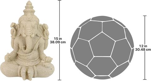 Design Toscano AL26992 Sitting Lord Ganesha Hindu Elephant Statue Figurine, 10 inches wide, 15 inches tall, Handcast Polyresin, Sandstone Finish in Saudi Arabia
