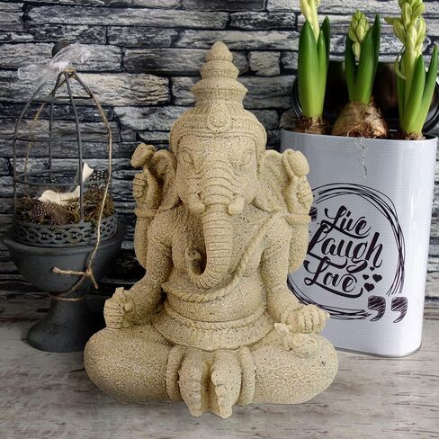 Design Toscano AL26992 Sitting Lord Ganesha Hindu Elephant Statue Figurine, 10 inches wide, 15 inches tall, Handcast Polyresin, Sandstone Finish in Saudi Arabia