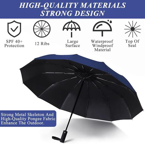 Umbrellas for Outdoor Sun & Rain，Travel Portable Parasol Automatic Windproof Umbrellas，Heavy Duty 12 Ribs Auto Open & Close Collapsible Umbrellas for Women and Men in Saudi Arabia