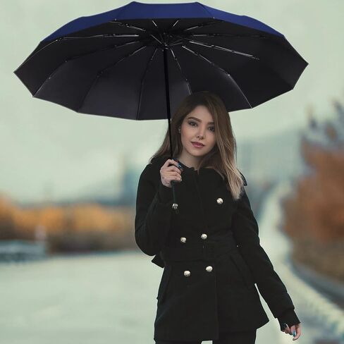Umbrellas for Outdoor Sun & Rain，Travel Portable Parasol Automatic Windproof Umbrellas，Heavy Duty 12 Ribs Auto Open & Close Collapsible Umbrellas for Women and Men in Saudi Arabia