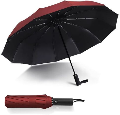 مظلات للشمس والمطر في الهواء الطلق، مظلات شمسية محمولة للسفر مقاومة للرياح أوتوماتيكية، شديدة التحمل 12 ضلع قابلة للفتح والإغلاق تلقائيًا للنساء والرجال in Kuwait