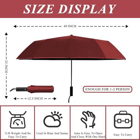 مظلات للشمس والمطر في الهواء الطلق، مظلات شمسية محمولة للسفر مقاومة للرياح أوتوماتيكية، شديدة التحمل 12 ضلع قابلة للفتح والإغلاق تلقائيًا للنساء والرجال in Kuwait