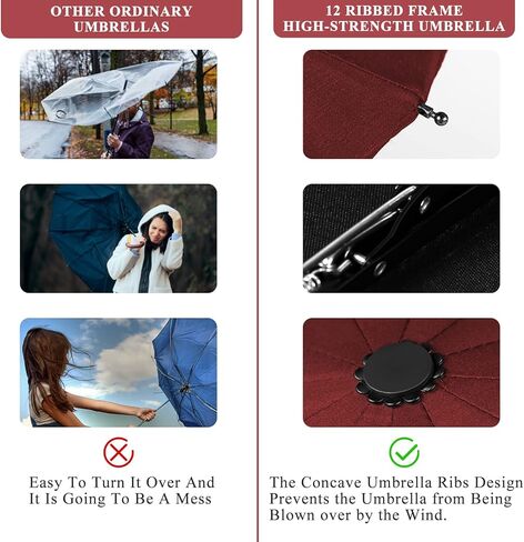 مظلات للشمس والمطر في الهواء الطلق، مظلات شمسية محمولة للسفر مقاومة للرياح أوتوماتيكية، شديدة التحمل 12 ضلع قابلة للفتح والإغلاق تلقائيًا للنساء والرجال in Kuwait