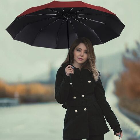 مظلات للشمس والمطر في الهواء الطلق، مظلات شمسية محمولة للسفر مقاومة للرياح أوتوماتيكية، شديدة التحمل 12 ضلع قابلة للفتح والإغلاق تلقائيًا للنساء والرجال in Kuwait