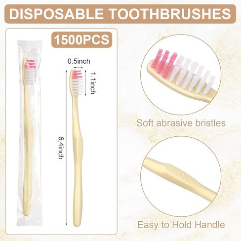 Tessco 1500 Pack Disposable Toothbrushes Bulk Soft Bristle Tooth Brush Individually Wrapped Toothbrush Pack Use for Hotel Toiletries Camping Office School Adult Kid Homeless Hygiene Supply in Kuwait
