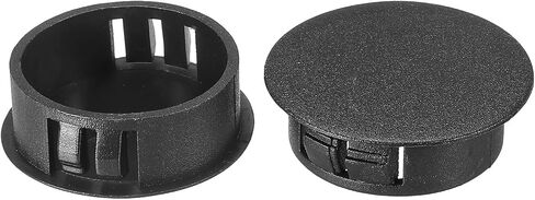 PATIKIL 28mm (1.1") Plastic Hole Plugs, 20Pcs Flush Type Round Hole Plugs Cover Snap in Locking Hole Tube for Table Kitchen Cabinet Furniture, Black in Saudi Arabia