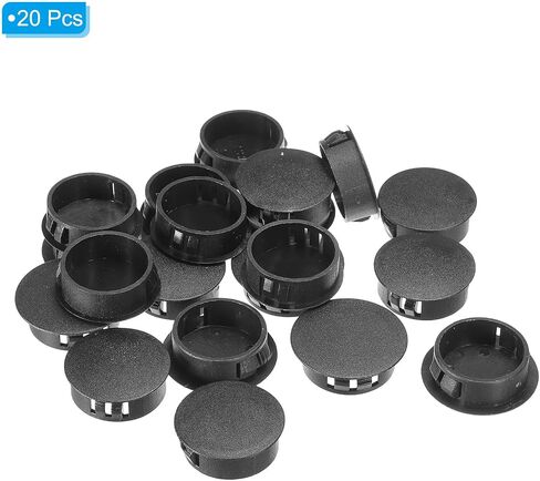PATIKIL 28mm (1.1") Plastic Hole Plugs, 20Pcs Flush Type Round Hole Plugs Cover Snap in Locking Hole Tube for Table Kitchen Cabinet Furniture, Black in Saudi Arabia