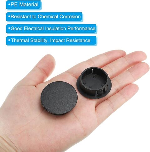 PATIKIL 28mm (1.1") Plastic Hole Plugs, 20Pcs Flush Type Round Hole Plugs Cover Snap in Locking Hole Tube for Table Kitchen Cabinet Furniture, Black in Saudi Arabia