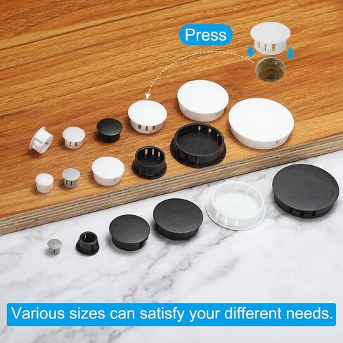 PATIKIL 28mm (1.1") Plastic Hole Plugs, 20Pcs Flush Type Round Hole Plugs Cover Snap in Locking Hole Tube for Table Kitchen Cabinet Furniture, Black in Saudi Arabia